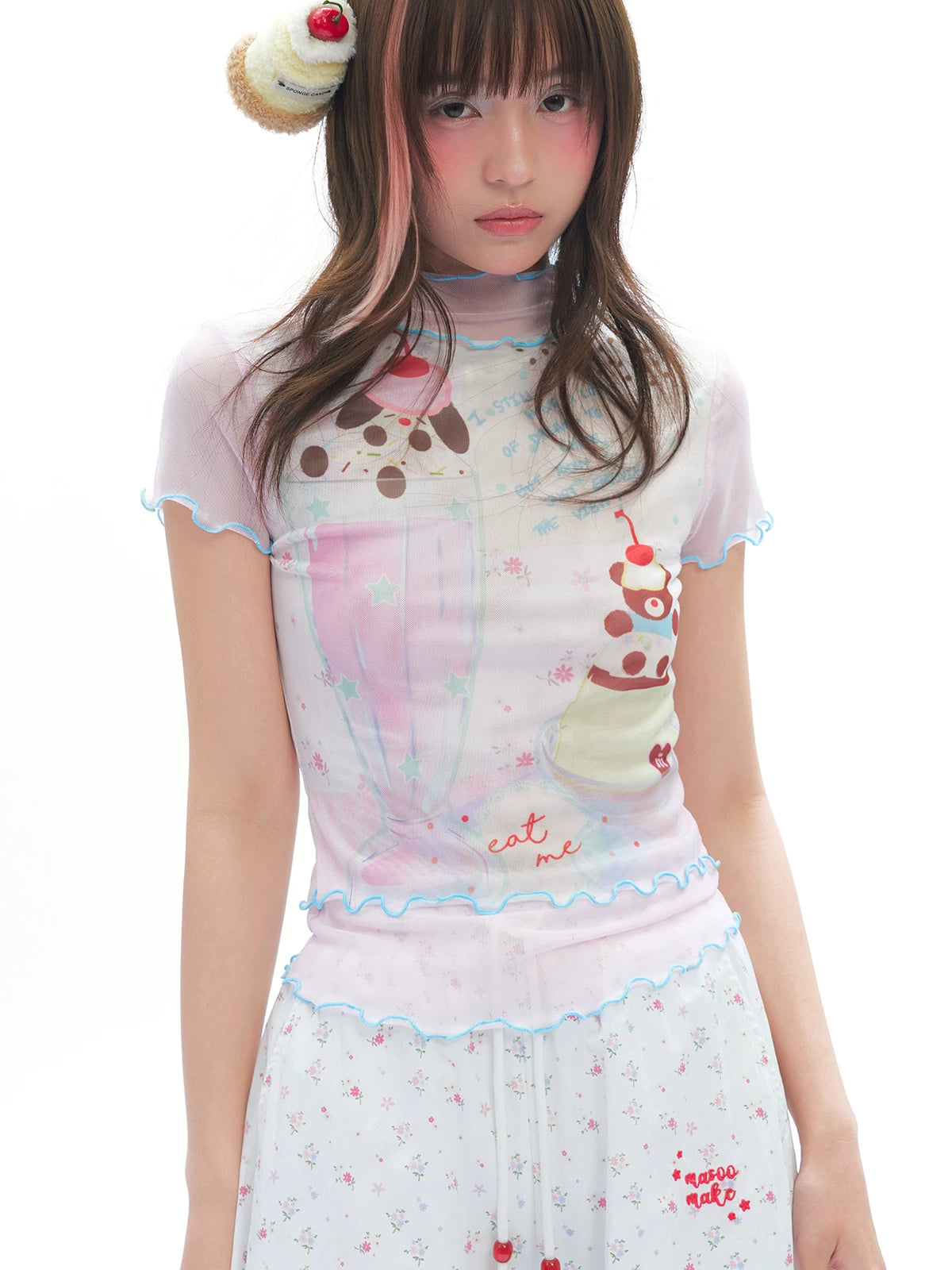 MASOOMAKE Printed Mesh Slim-Fit Tee