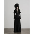 INDULGE Deep V Pleated Embellished Waist-Cinching Draped Dress