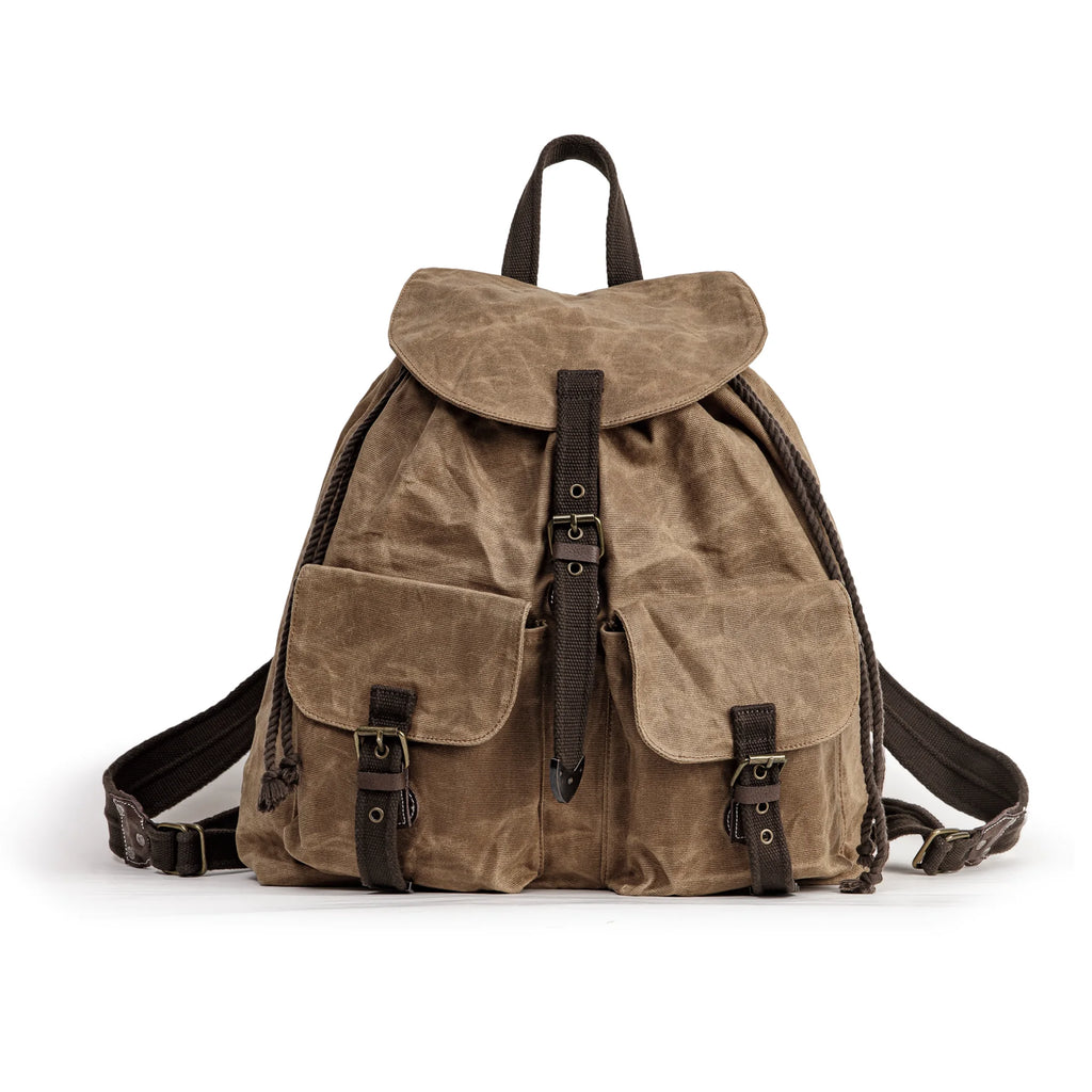 MADEN Waxed Canvas Drawstring Backpack