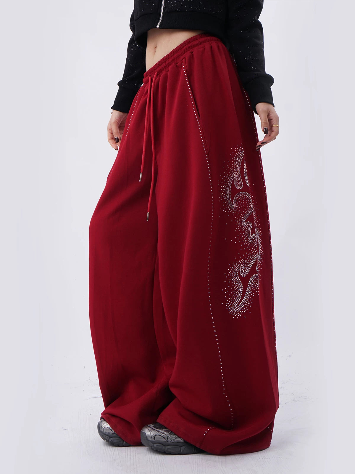 SAMUSAN Hot Diamond Casual Loose Sweatpants Wide Leg Pants