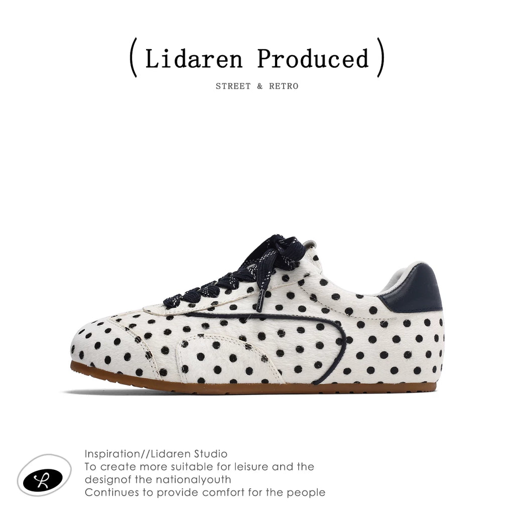Lidaren Produced Leopard Print Leather Lace-Up Ballet Flat