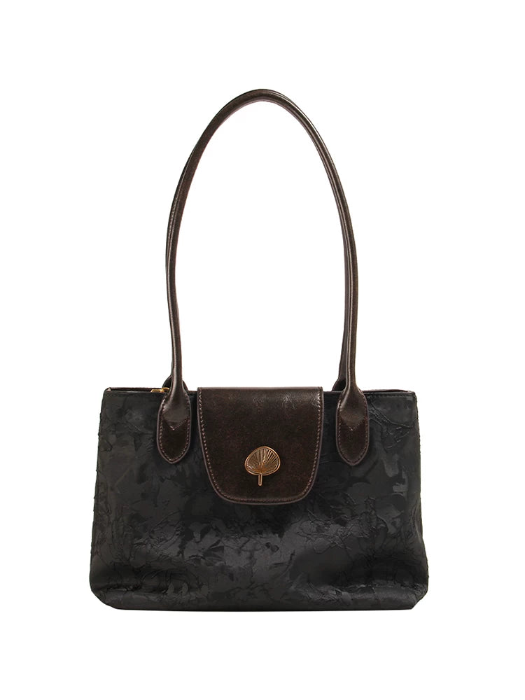 LOSEA Black Faux Leather Zip-Top Underarm Bag