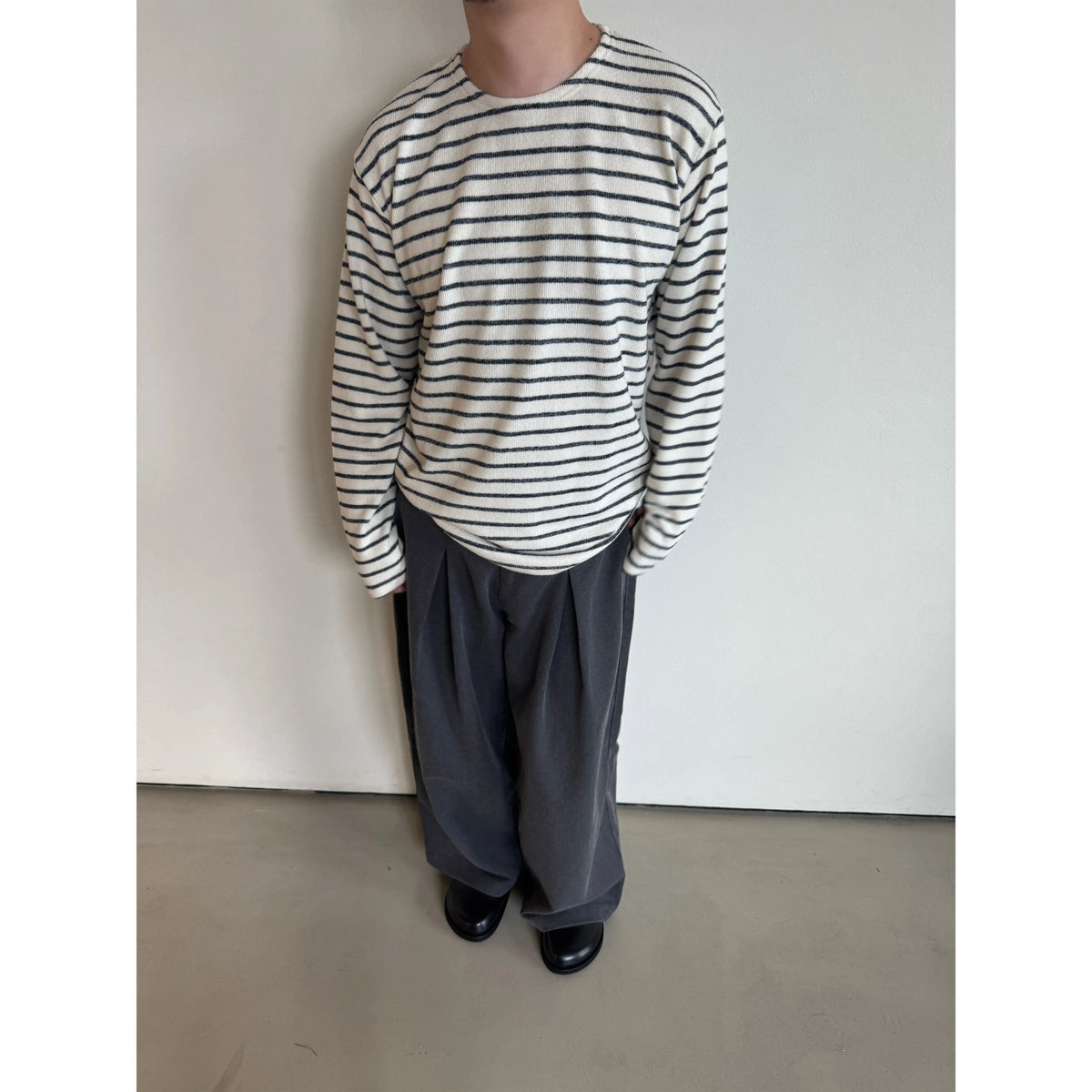 Anniehall Navy Stripe 400g Heavyweight French Terry Tee