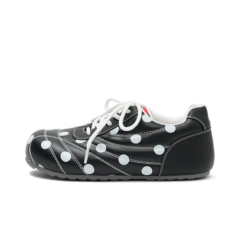 MASOOMAKE Vegan Leather Lace-Up Round-Toe Sneaker