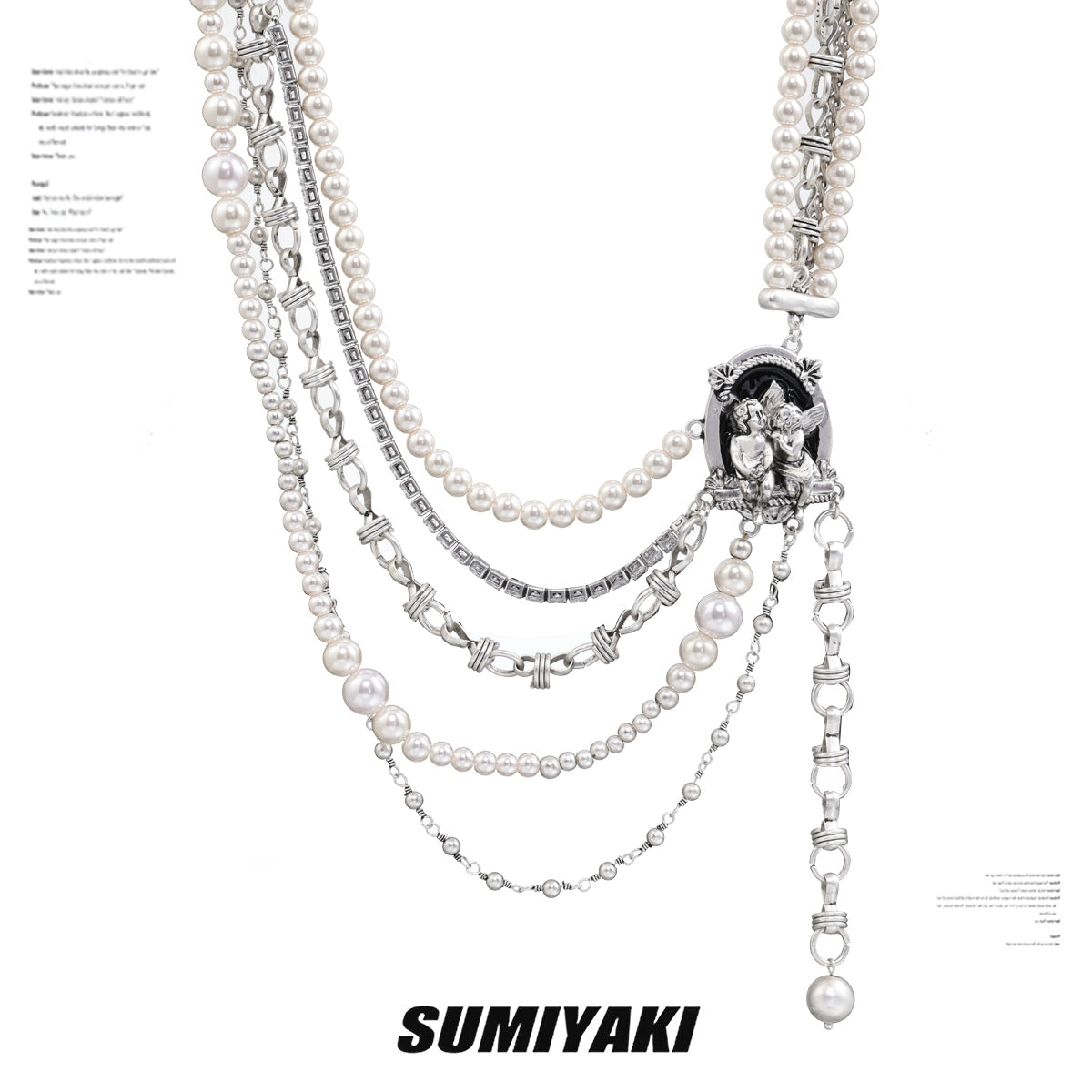 SUMIYAKI Multi-layer Pearl Stacked Belt Necklace