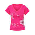 Yawhat Vintage Foil-Stamp V-Neck Cinched Flutter Tee