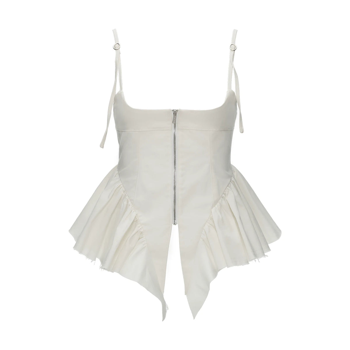 MAMC Frayed Boned Square-Neck Cropped Cami Top