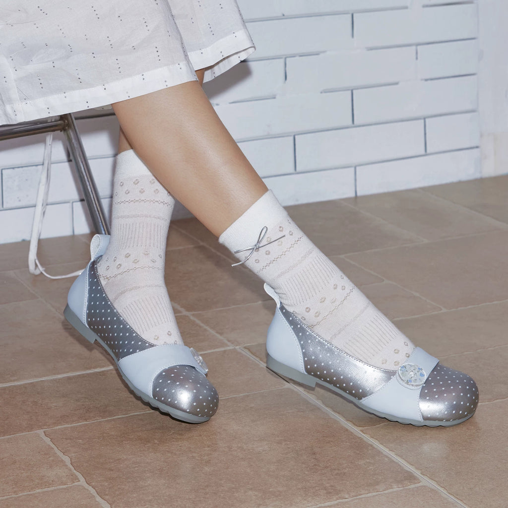 MASOOMAKE Polka Dot Leather Slip-On Mary Jane