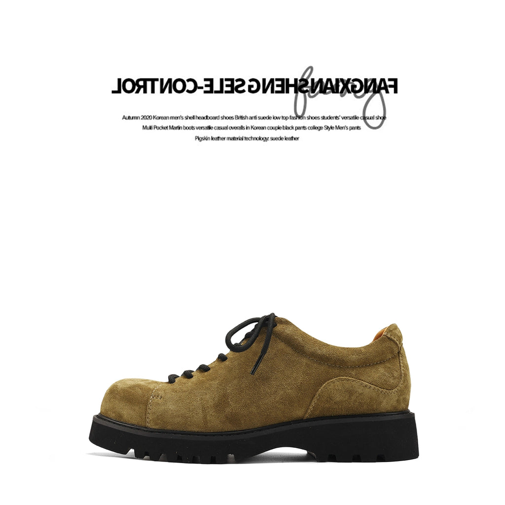 FANGSANHUO Anti-velvet Leather Thick-soled Heightening Low-top Shoes