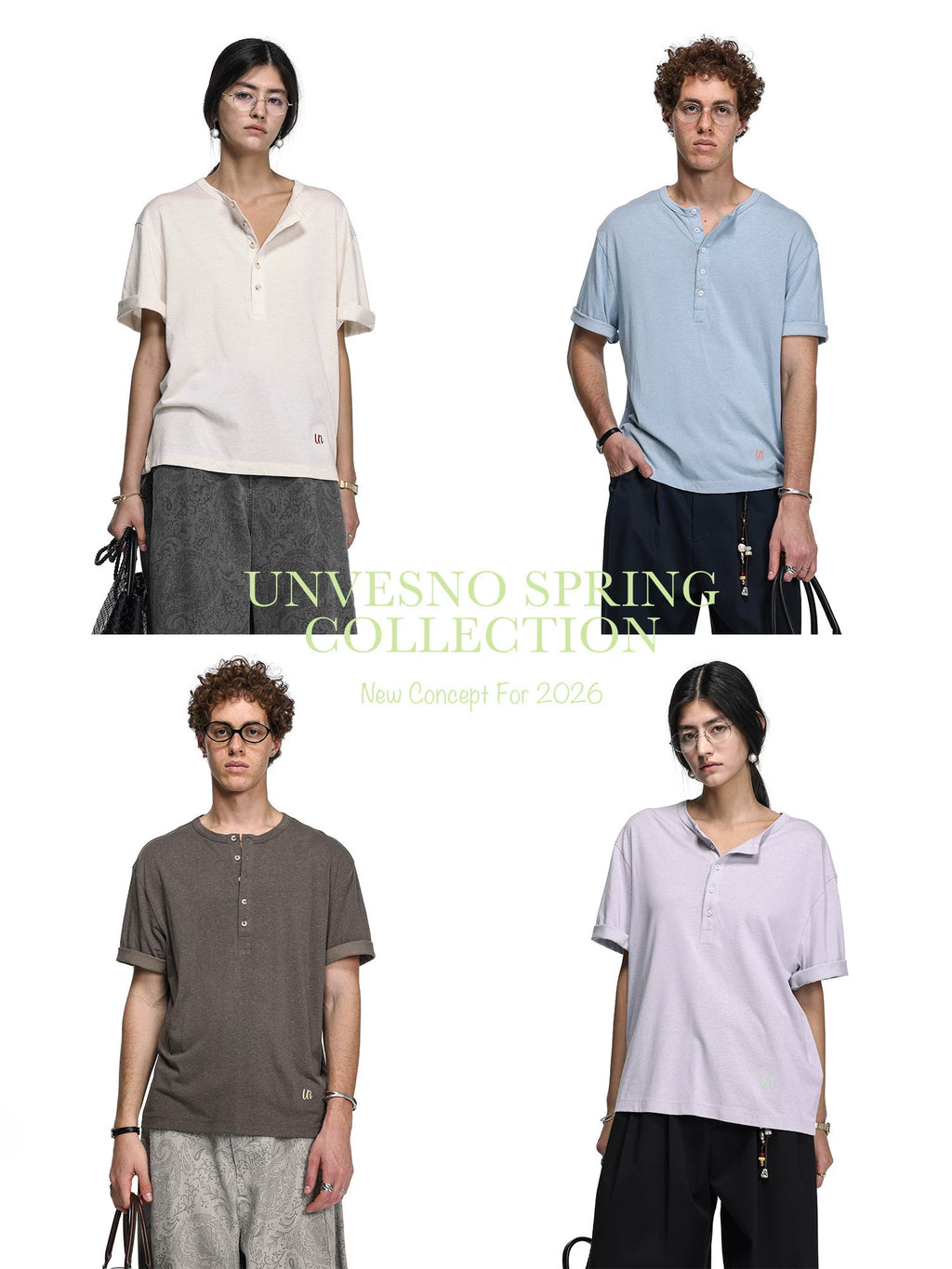Unvesno Linen Blend Embroidery Relaxed Henley Tee