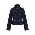 JIKOO Cool Raw Denim Stand-Collar Cropped Jacket and Skirt Set