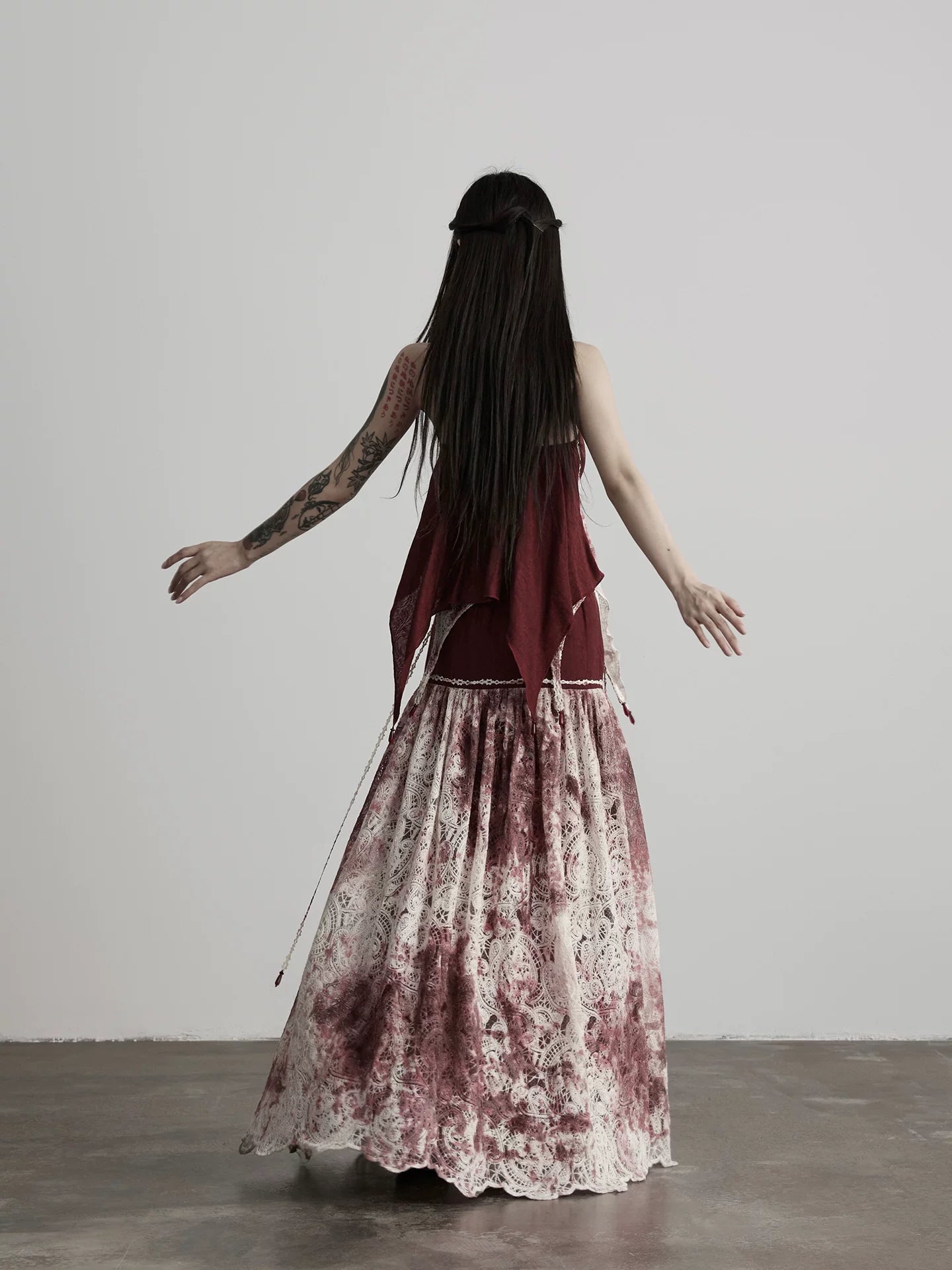 INDULGE Bead Lace Stitching Dress