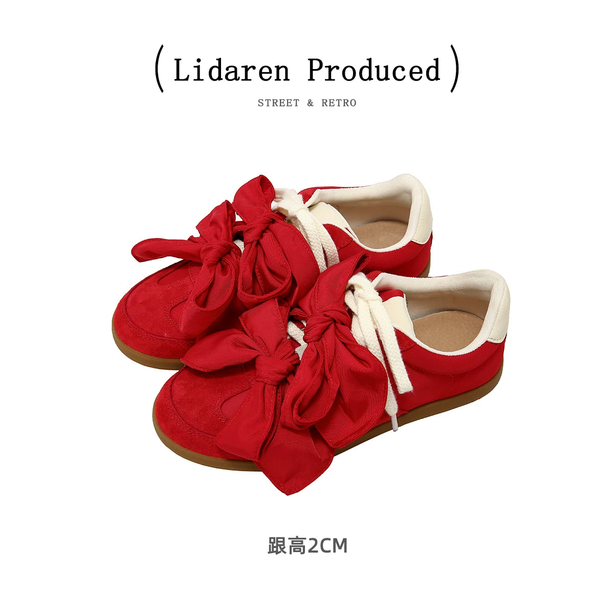Lidaren Produced Suede Bow-Embellished Lace-Up Flat Sneaker