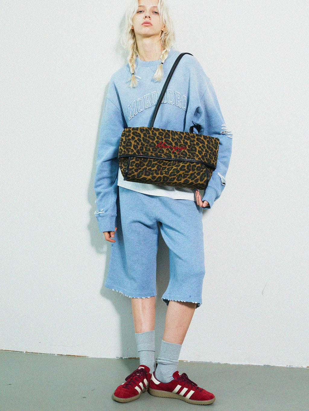 Momogigi Vintage Leopard Print Canvas Casual Underarm Bag