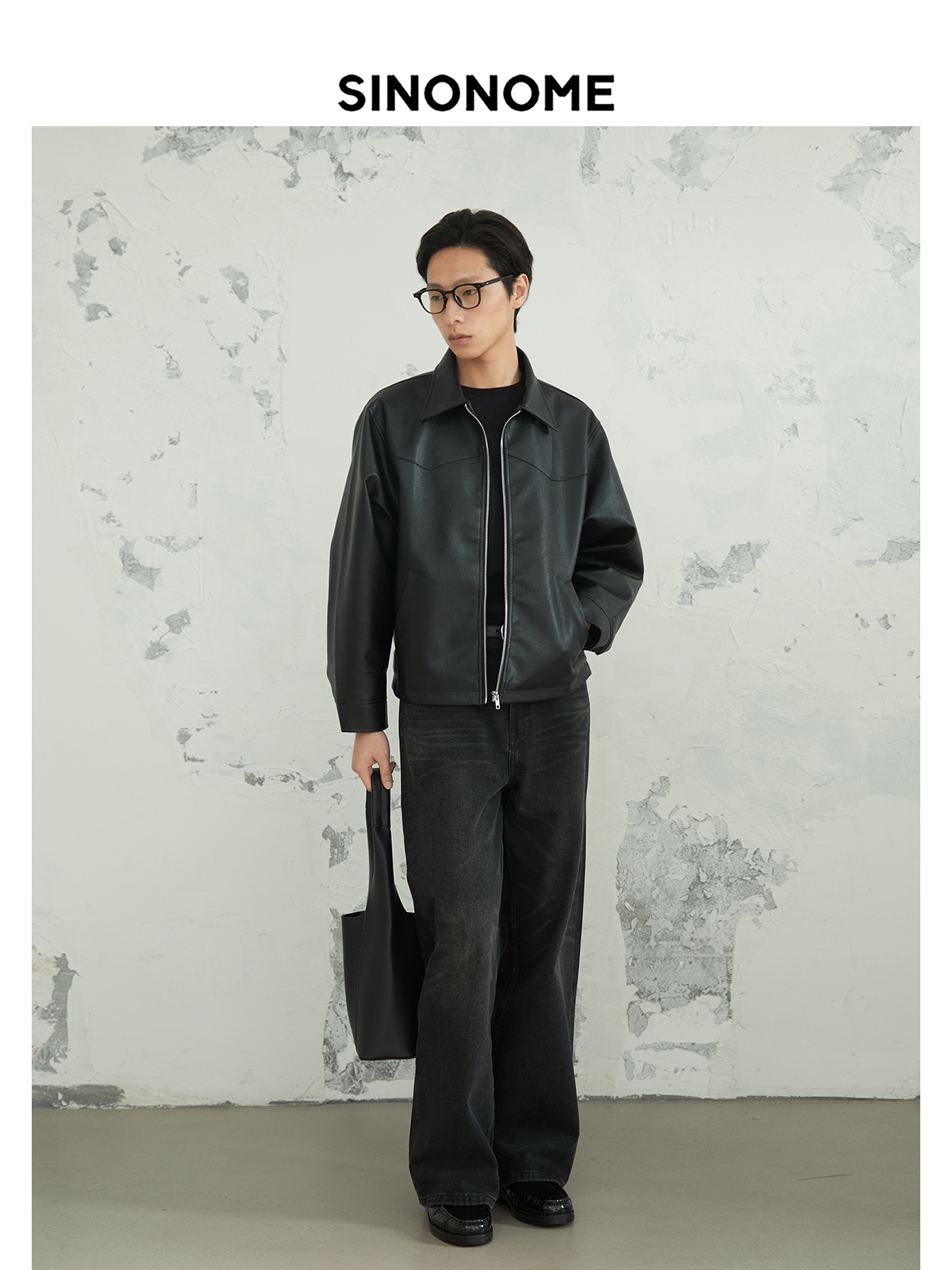 SINONOME faux PU short leather jacket cleanfit