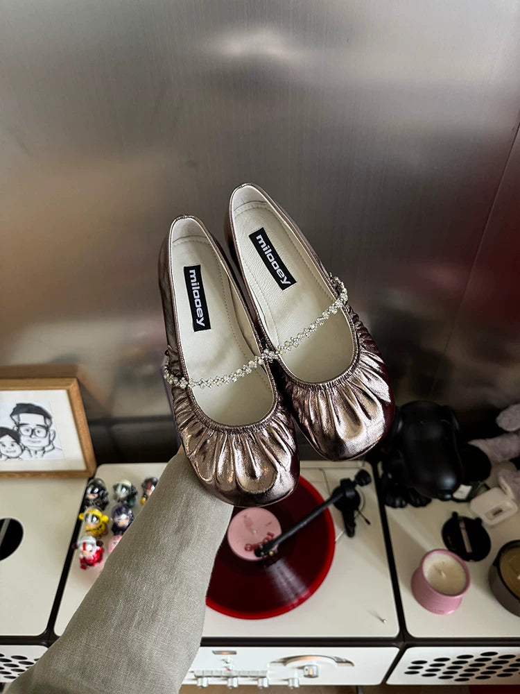 MILOOEY Rhinestone Strap Mary Jane Ballet Flat