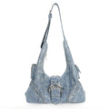 JANDRESS Blue Faux Leather Zip-Top Crossbody Bag