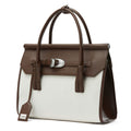 TAICHIISM Vintage Spliced Leather Crossbody Hand-held Birkin Canvas Bag