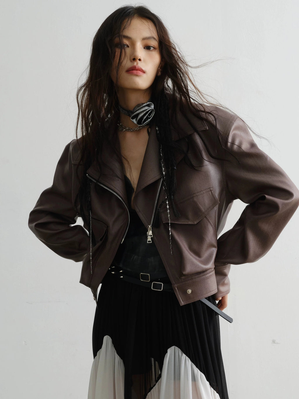 Jnylon Vintage Loose PU Leather Jacket