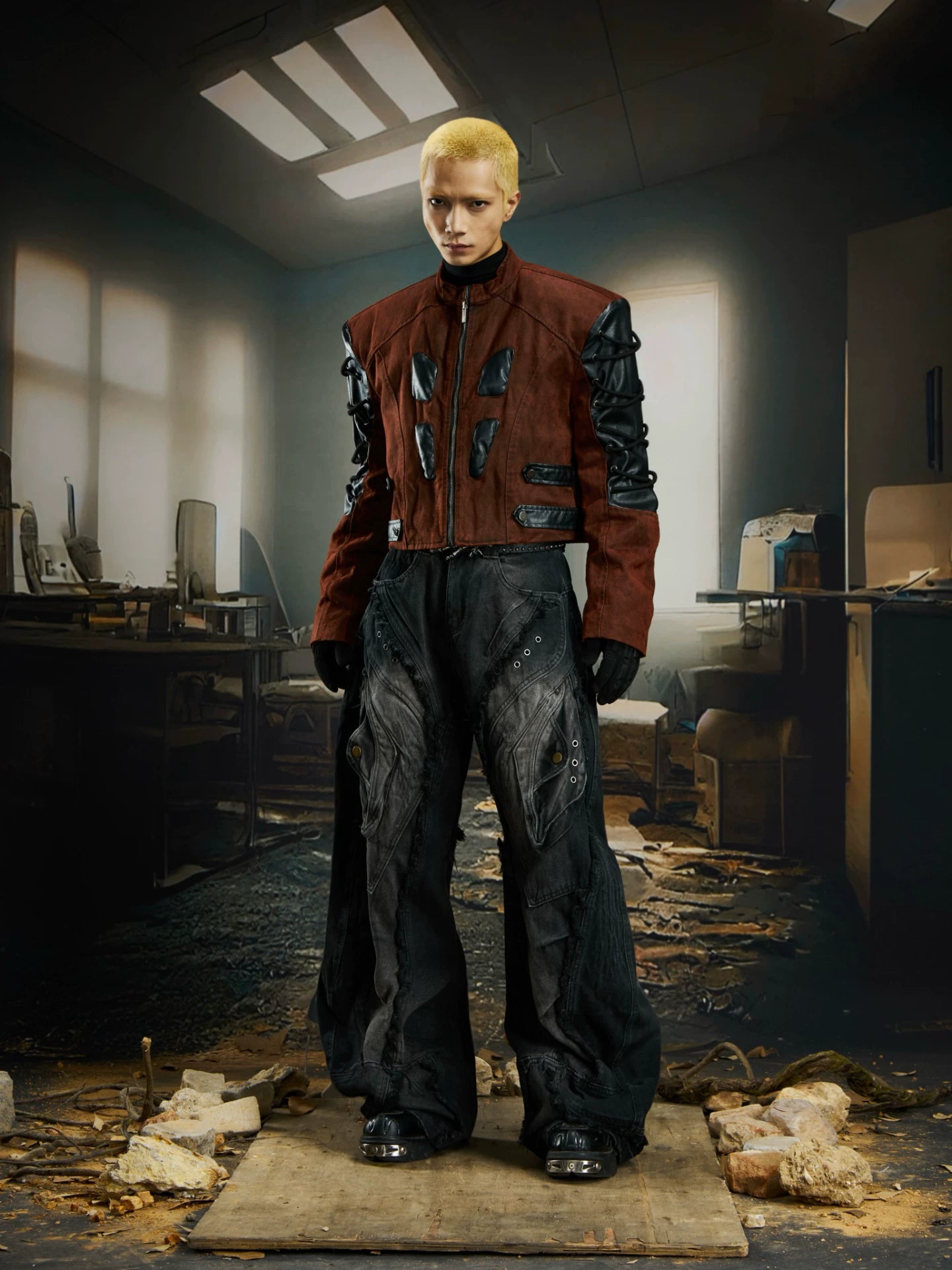 NOMANIAI Overweight Deconstruction Rough Edge Old Structure Scimitar Jeans