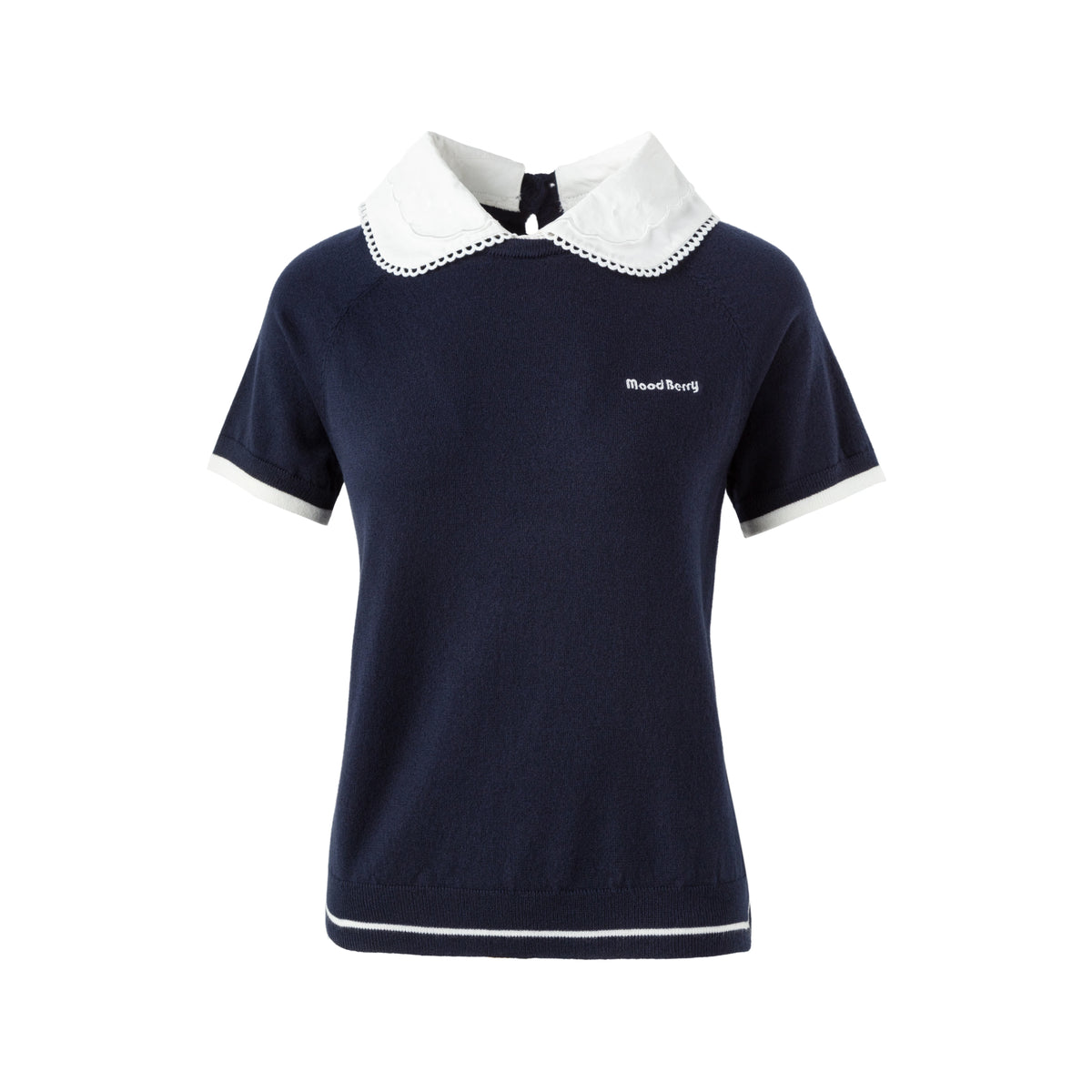 MoodBerry American Preppy Contrast Collar Knit Tee