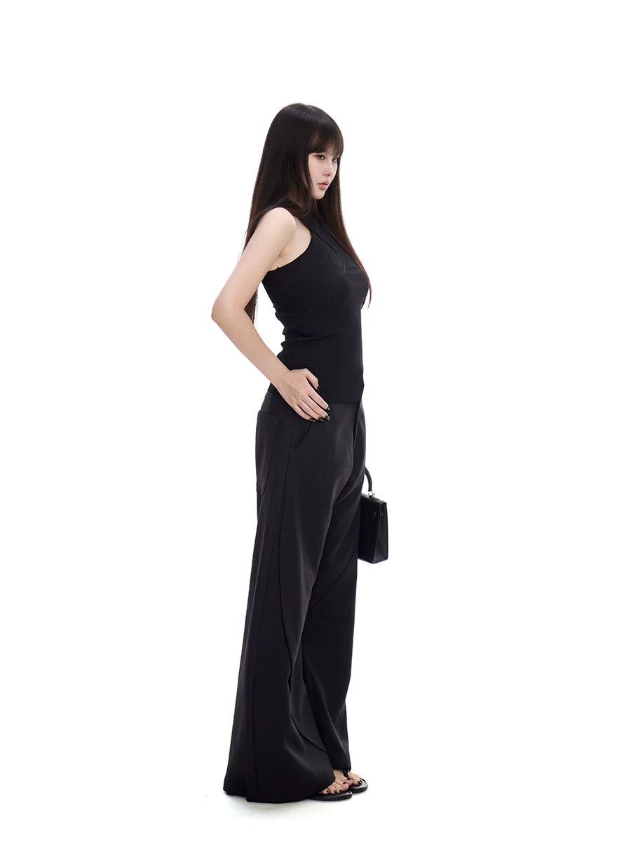 WITHMIN Low Waist Loose and Thin Versatile Straight-leg Pants