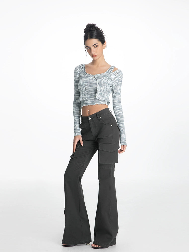 ABMY retro multi-pocket heavy industry micro-pull trousers