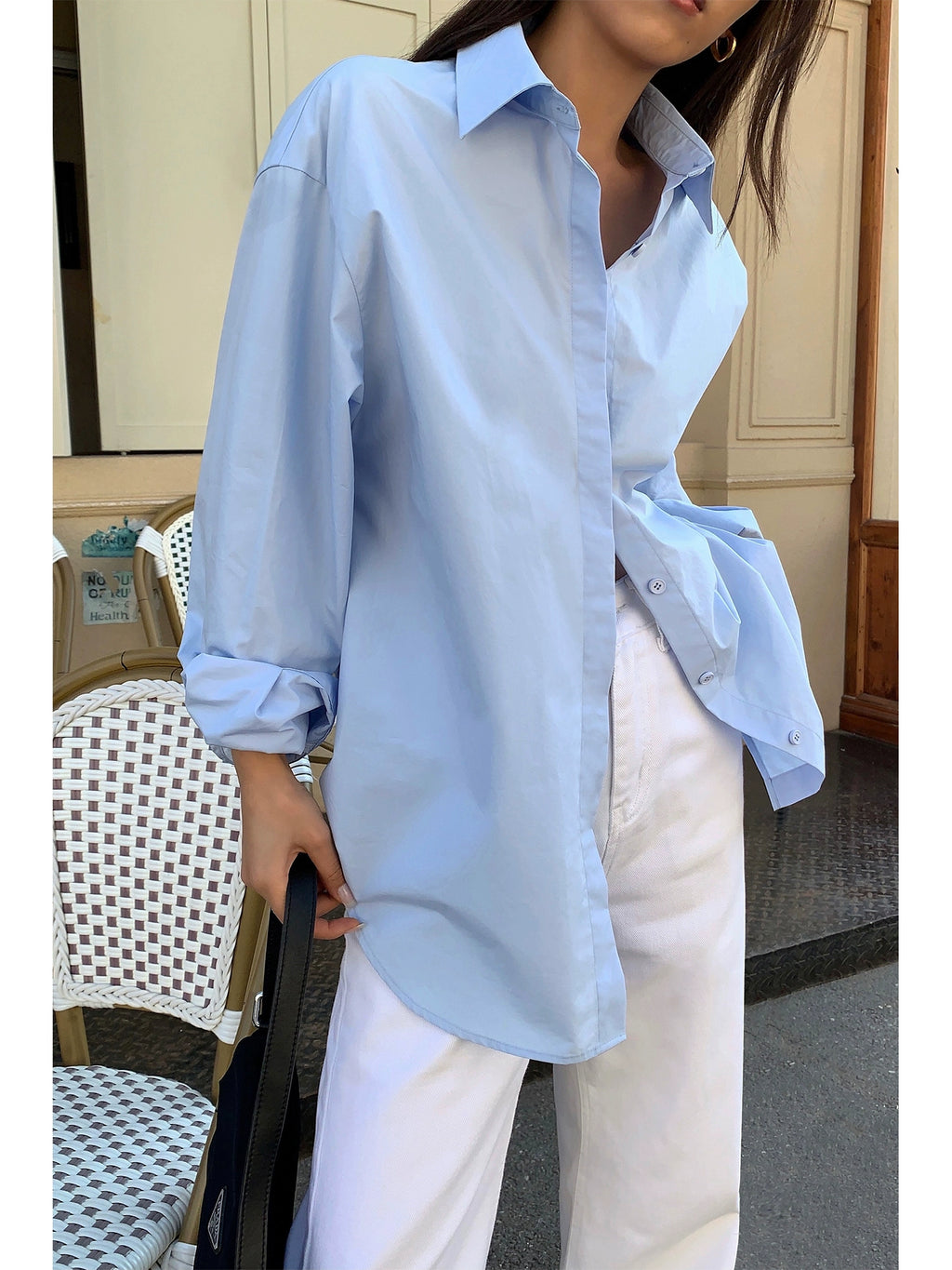 NEVA HU Korean Version Retro Hong Kong Flavor Loose Casual Shirt