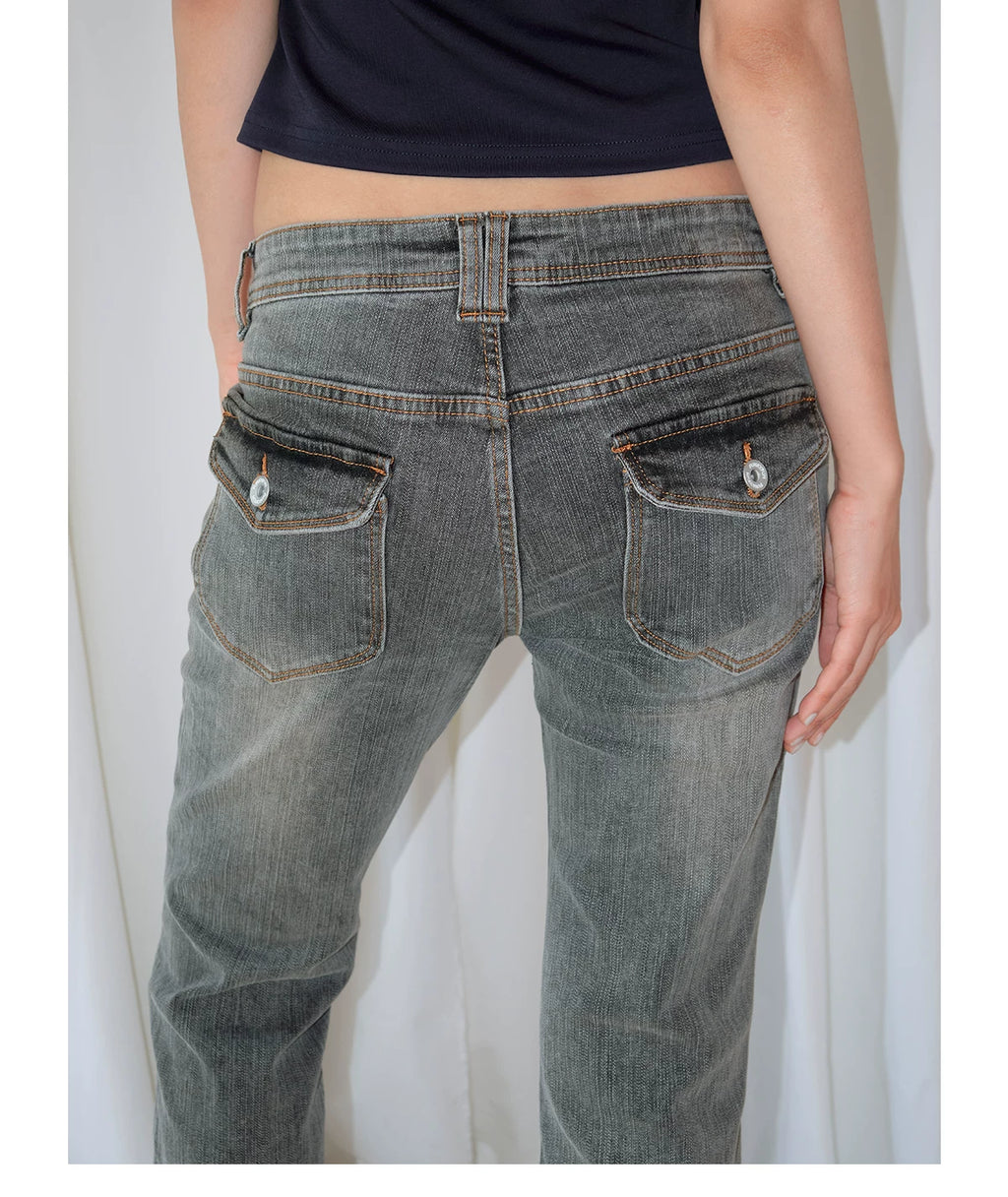 FUNKYFUN Millennium Retro Low-Rise Cropped Jeans