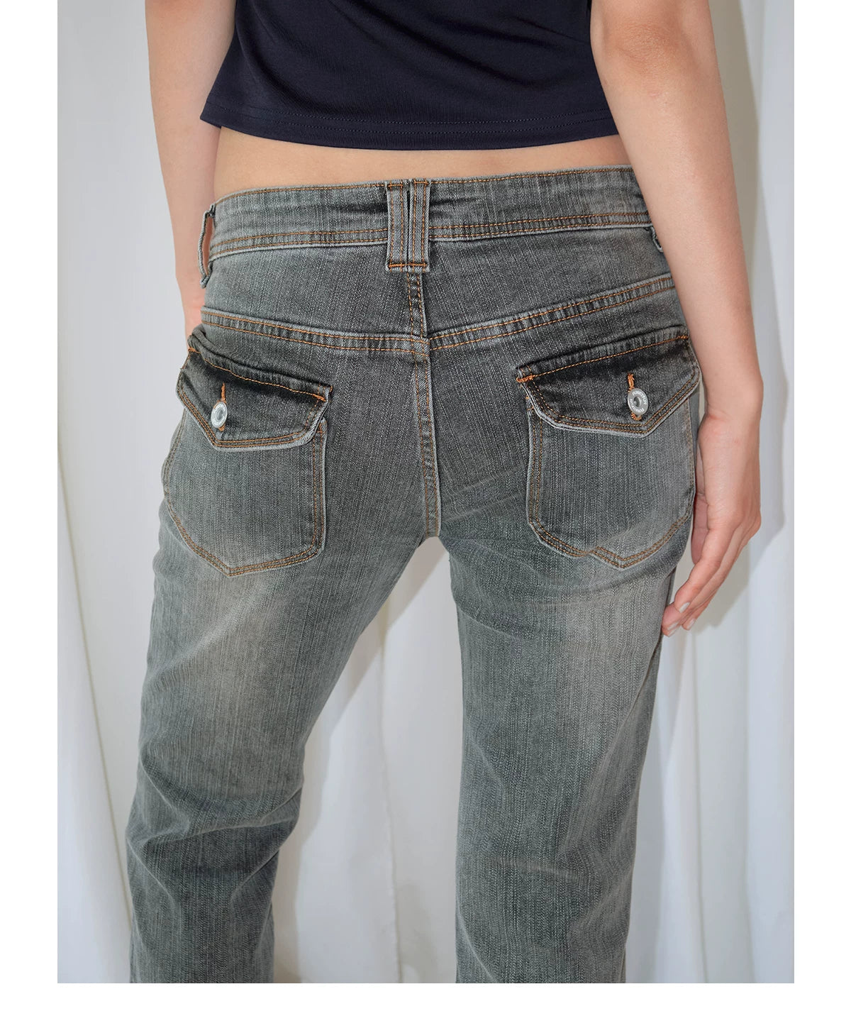 FUNKYFUN Millennium Retro Low-Rise Cropped Jeans
