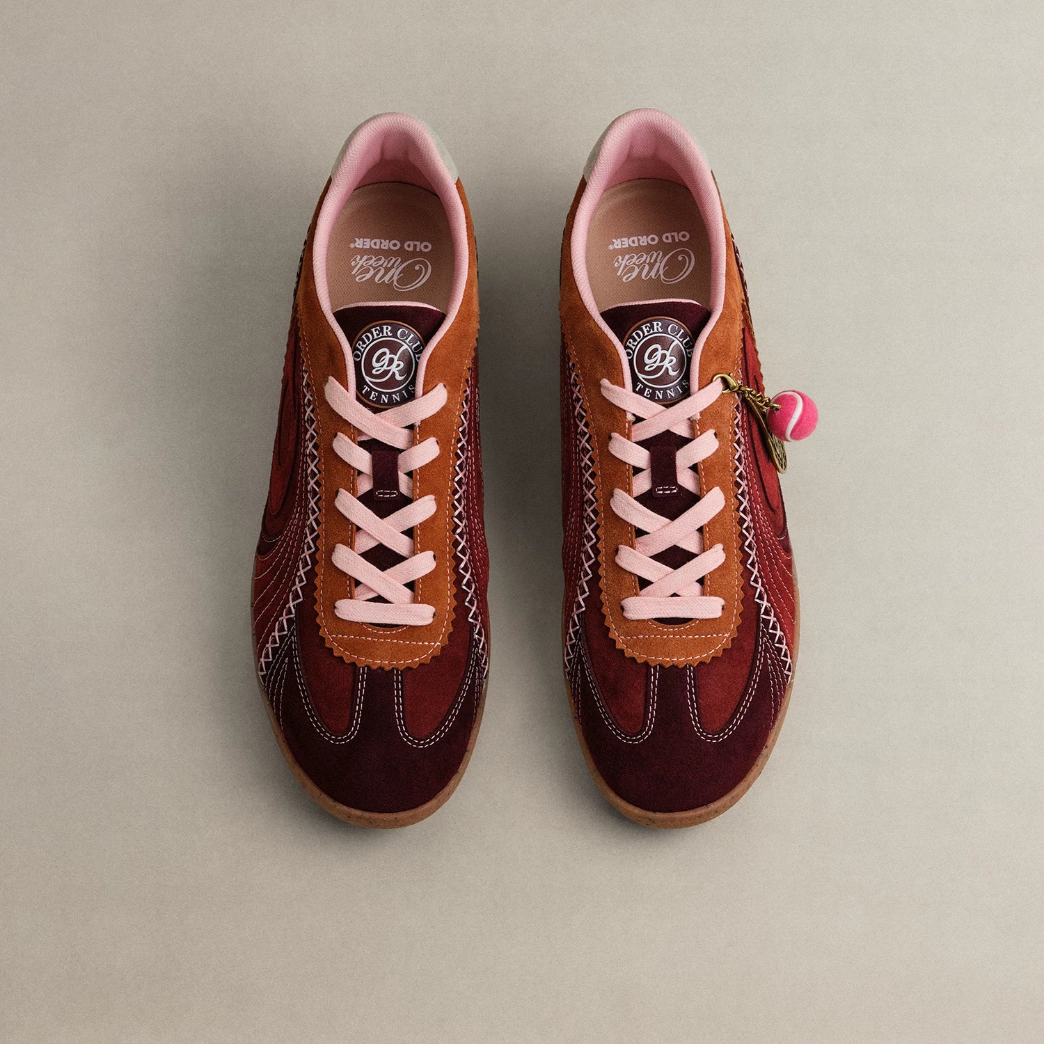OLD ORDER Tennis Club French Red Brown Suede Sneaker