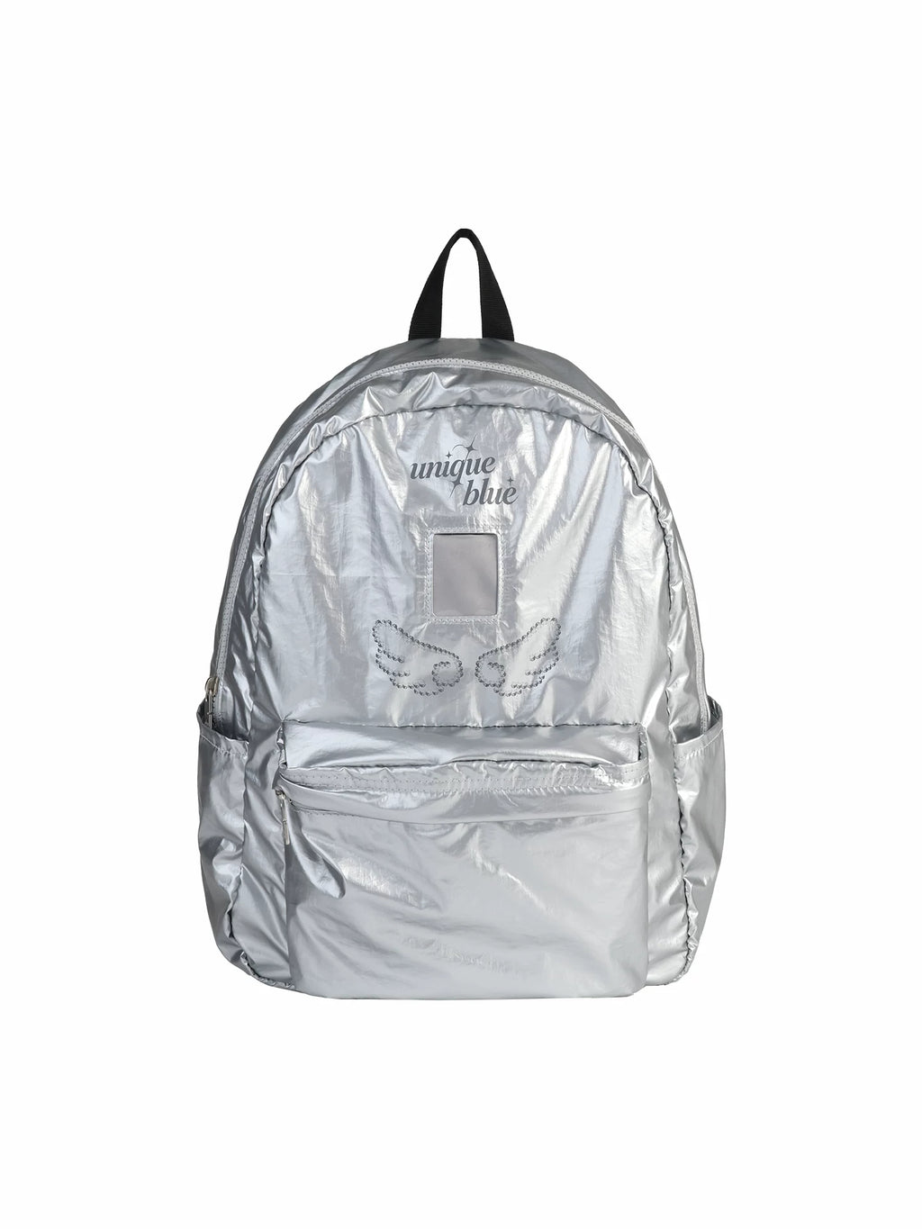 Unique blue Silver Faux Leather Zip-Top Backpack