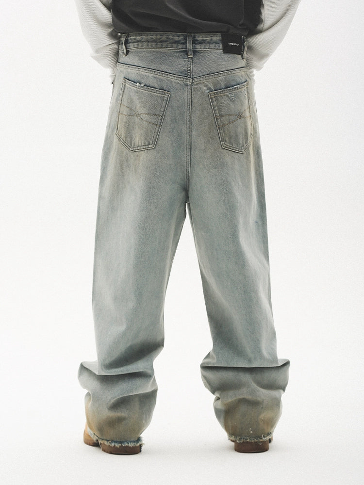 UNTILWERICH Do Old Graffiti Splash Ink Wash Straight Jeans