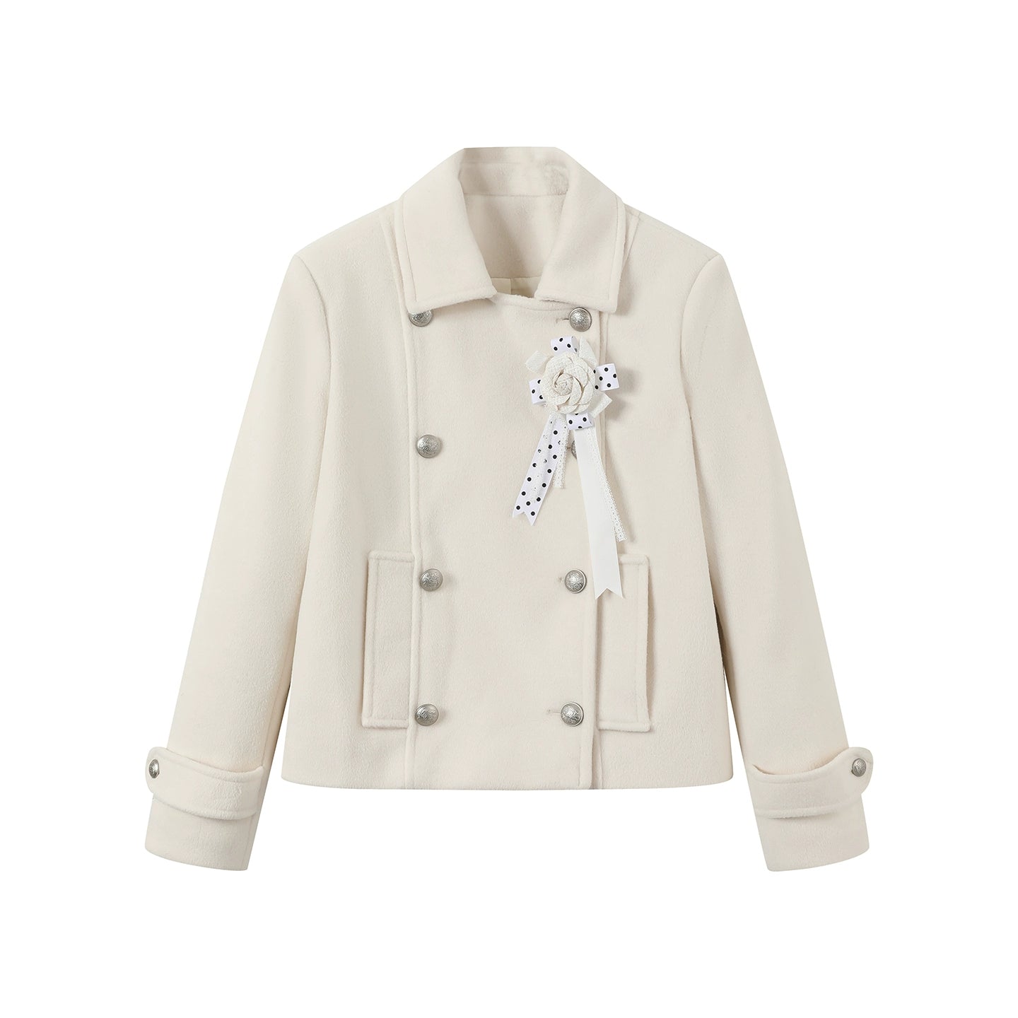 SASSY MOODY Retro Double-breasted Woolen Jacket A-shaped Skirt Set