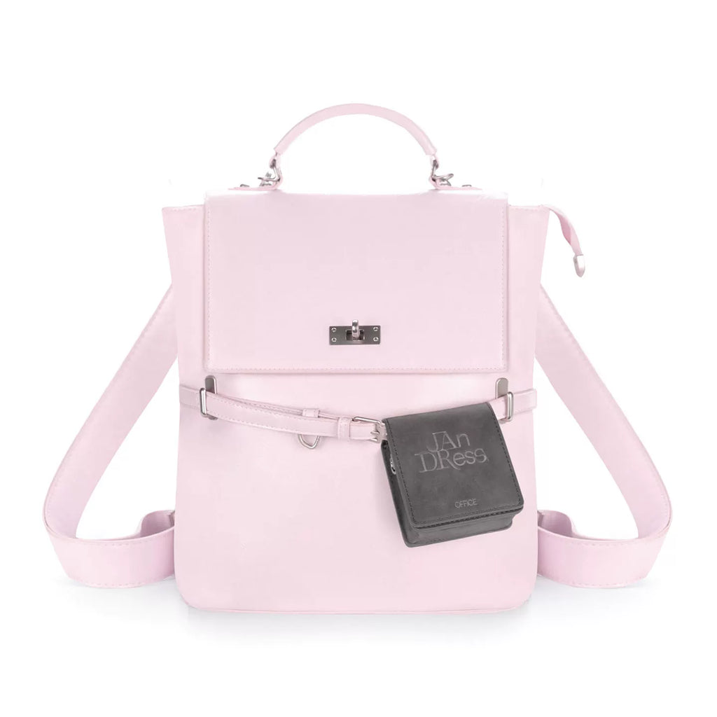JANDRESS Pink Faux Leather Zip-Top Backpack Crossbody