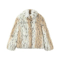 SASSY MOODY Color Matching Leopard Print Warm Thickened Environmentally Friendly Fur Jacket