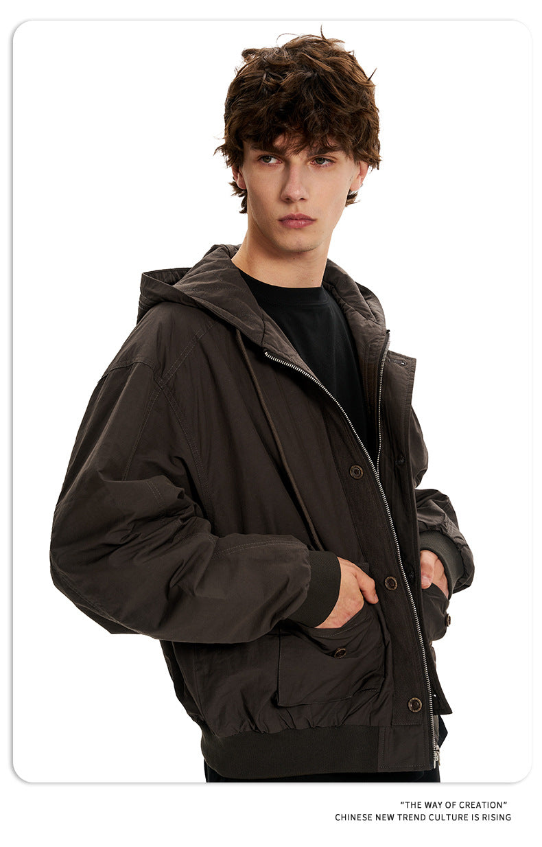 11KN Vintage Loose Casual Multi-Pocket Short Wide Jacket
