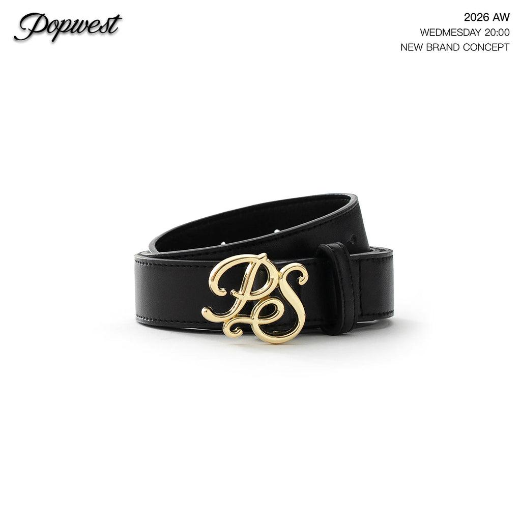POPWEST PU Leather Minimalist Belt with Metal Buckle