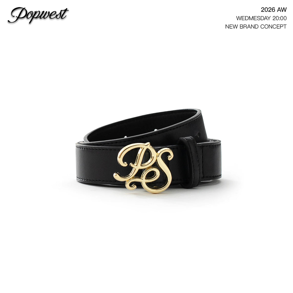 POPWEST PU Leather Minimalist Belt with Metal Buckle