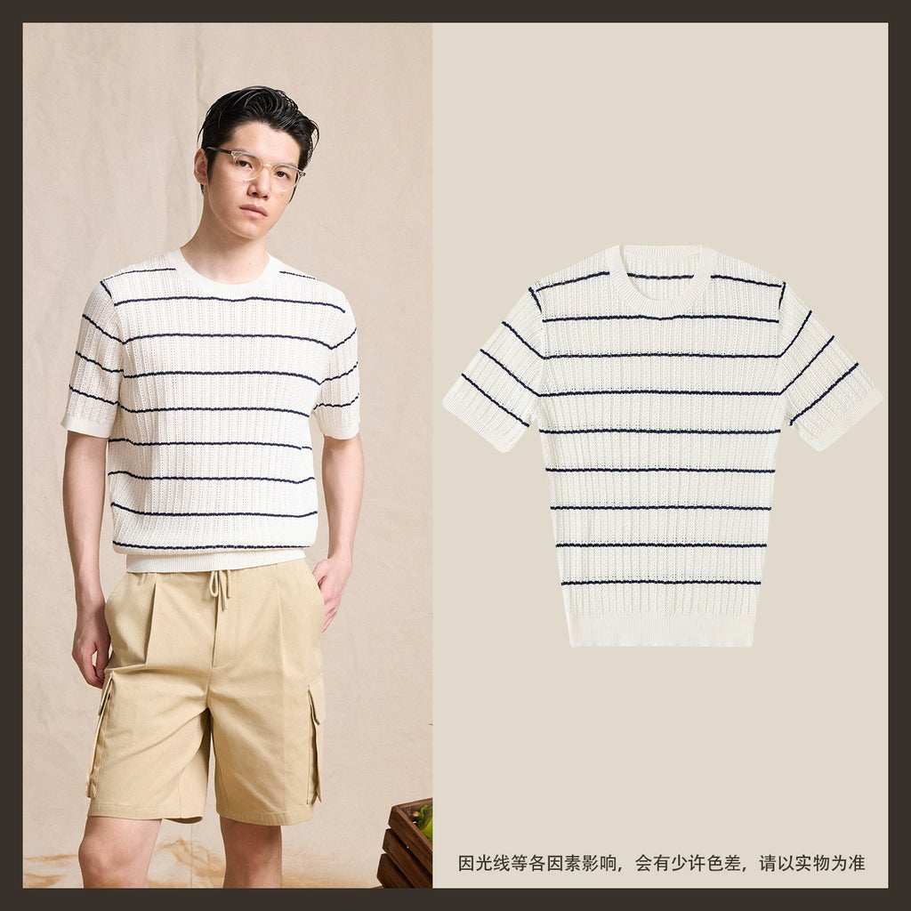 CULTUM Striped Breathable Oversized Knit Tee