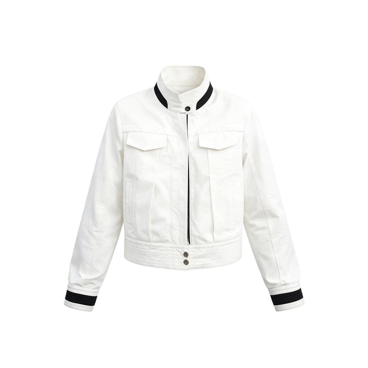 JCAESAR WOMEN Colorblock Boxy Cropped Textured Jacket