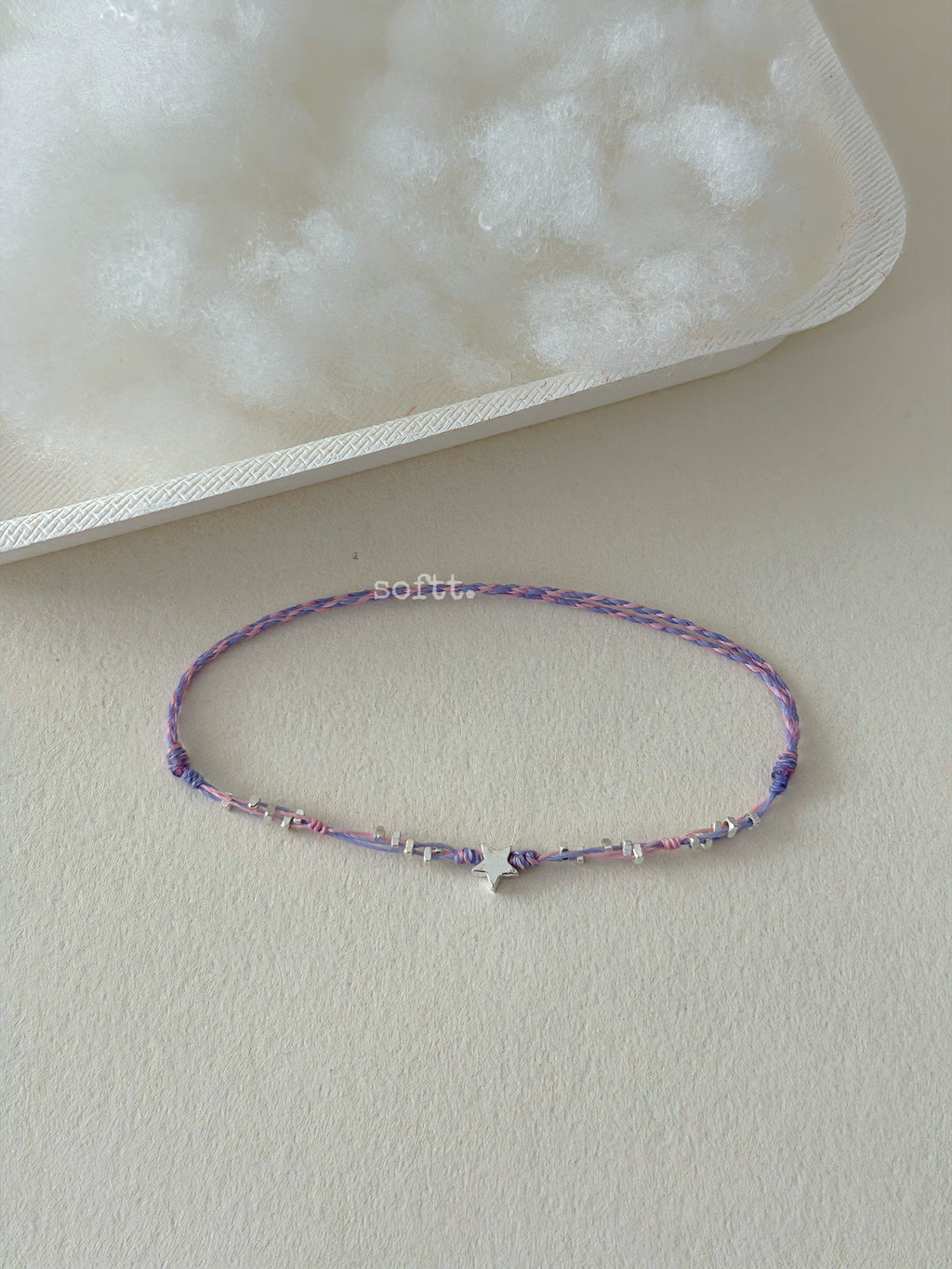 softt Sterling Silver Star Charm Braided Bracelet