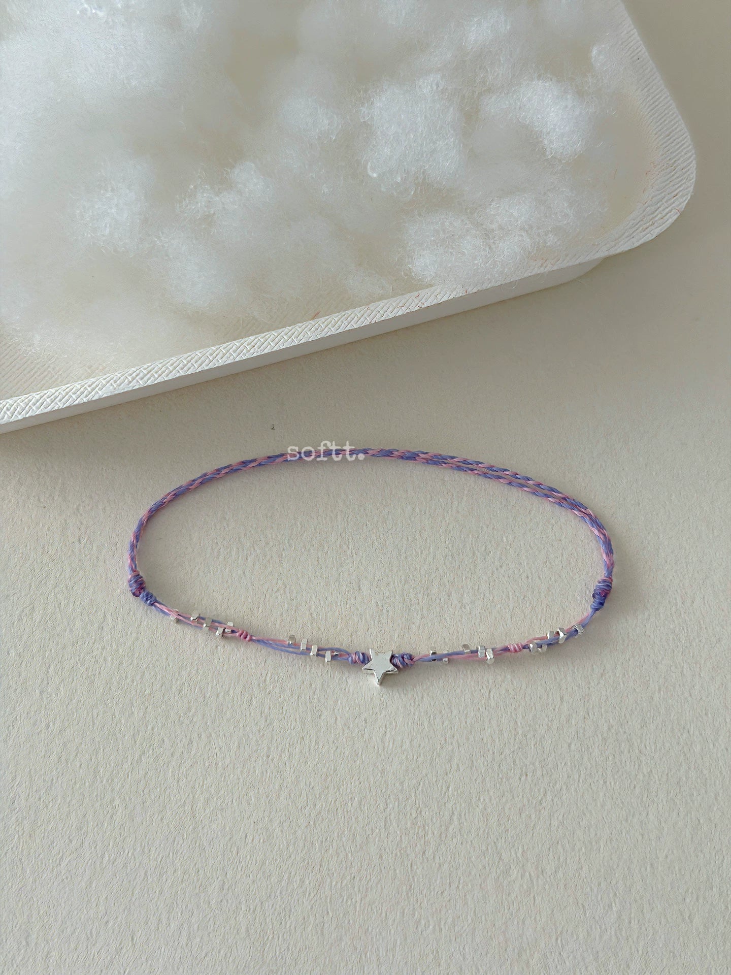 softt Sterling Silver Star Charm Braided Bracelet