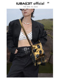 IUBALLET Sequin Polka Dot Faux Leather Fringe Crossbody Bag
