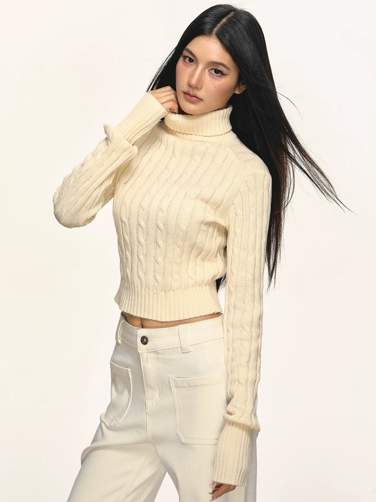 Anna Aneae Turtleneck Pit Strip Waist Sweater