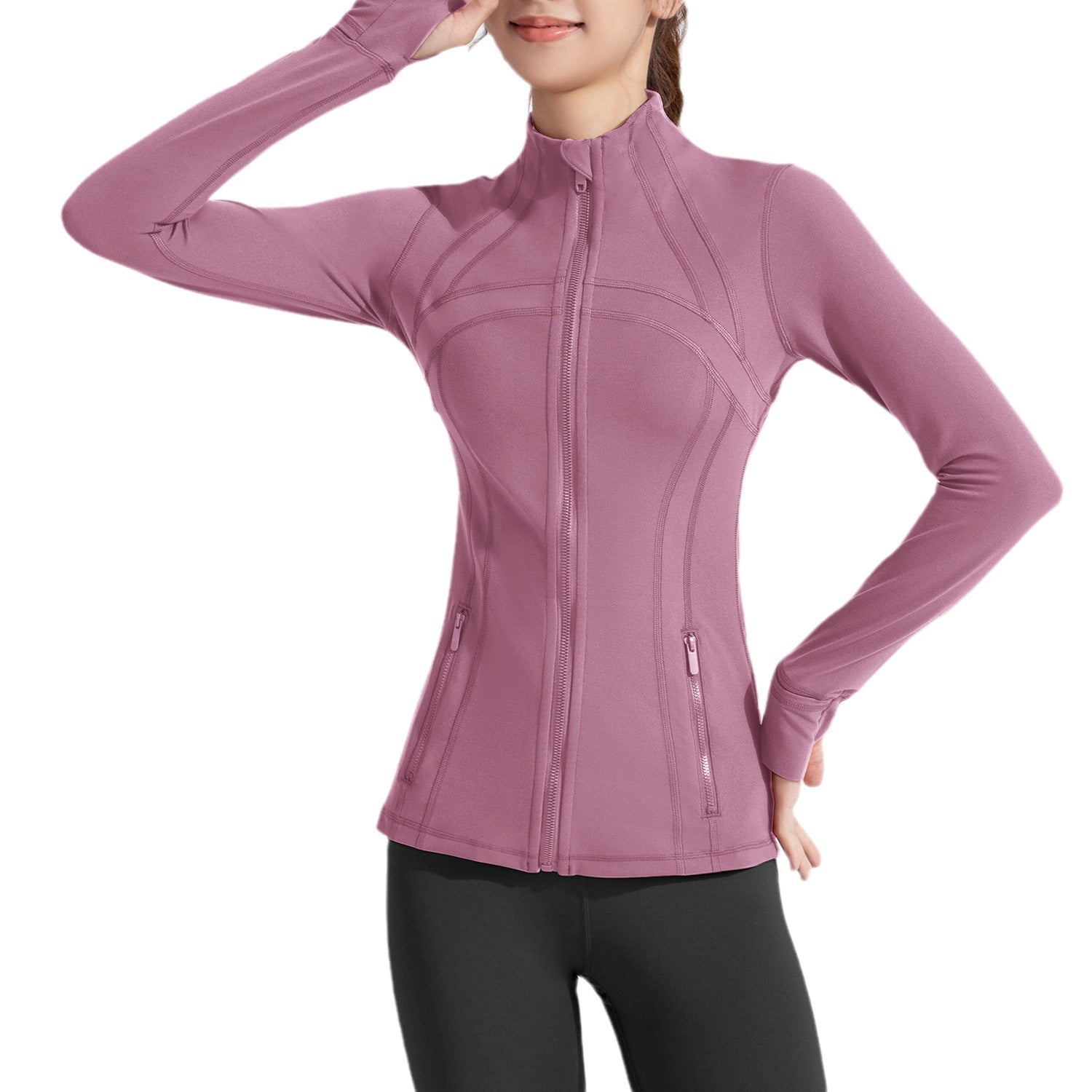 Athena Lulu Stand-up Collar Blazer Long-sleeved Zip-up Jacket