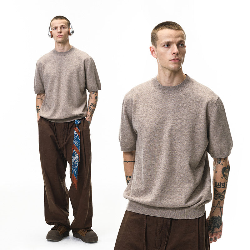 Inflation Loose Warm Knitted Round Neck Tee