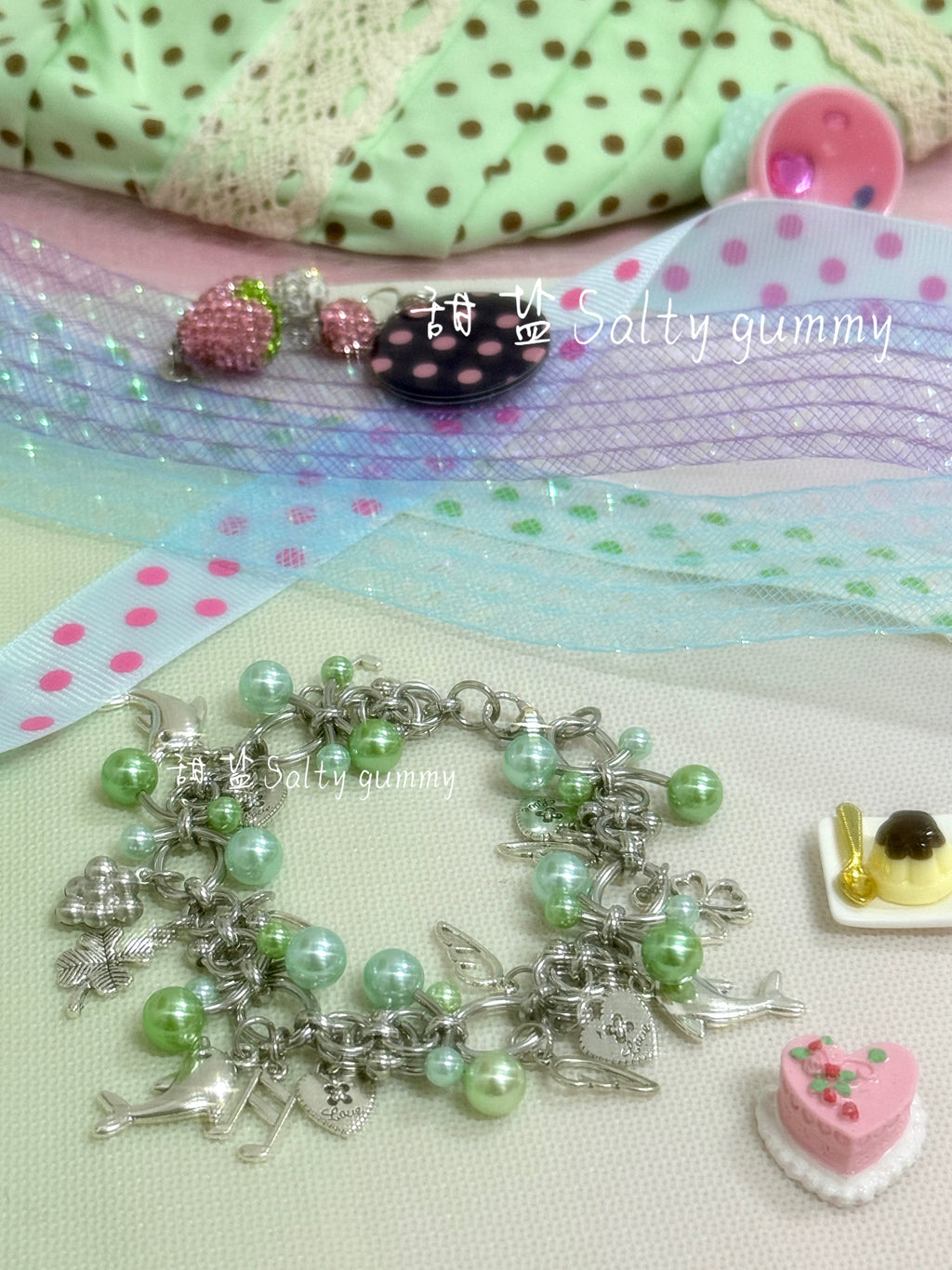 Salty gummy Titanium Steel Dolphin Wing Charm Bracelet