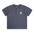 CENLES Badge Graphic 280g Breathable Loose Henley Tee