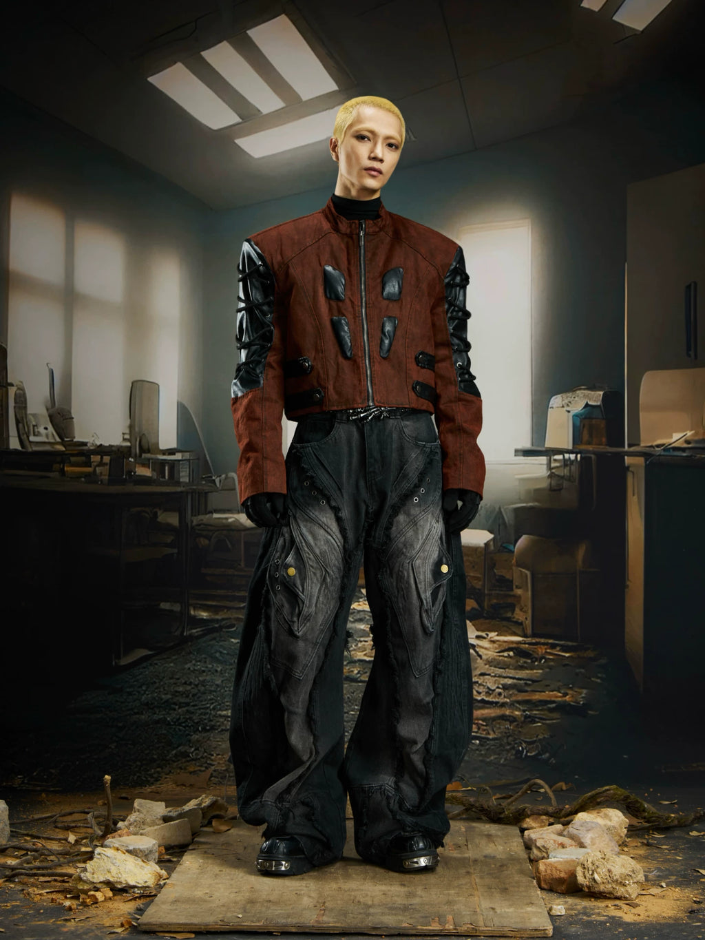 NOMANIAI Overweight Deconstruction Rough Edge Old Structure Scimitar Jeans
